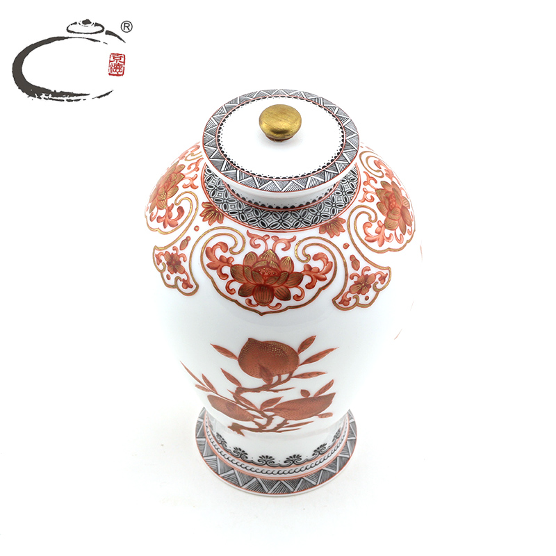 Guests were hand - made alum red auspicious auspicious jing DE up high pot master of jingdezhen ceramic large - sized caddy fixings seal POTS