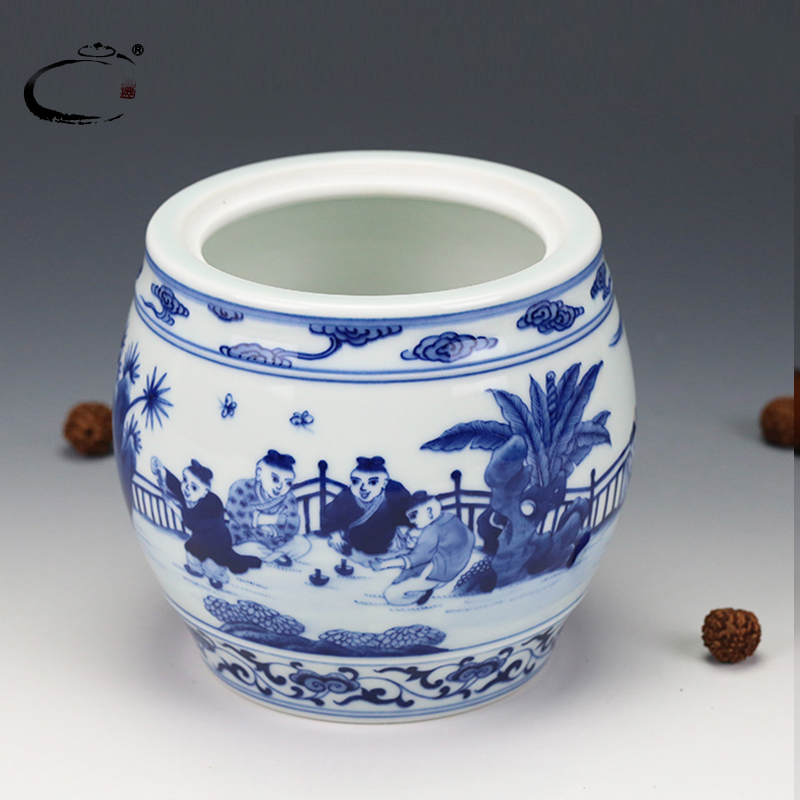 Jing DE and auspicious tea ware jingdezhen manual scattered blue and white baby play pot of tea POTS gift packaging POTS