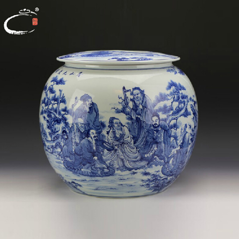 And auspicious old hand - made xiangshan nine old graph caddy fixings of blue And white porcelain of jingdezhen ceramic POTS storage tins