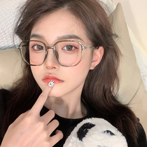 Ins wind transparent glasses myopia women can be equipped with degree anti-blue face thin plain eye frame frame men