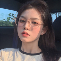 Tea glasses women's net red anti-radiation anti-blue eye protection can be equipped with degree myopia flat lens Korean tide