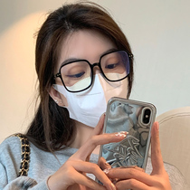 Black frame anti-blue anti-radiation glasses men's tide myopia eyes female Korean tide plain artifact round face eye protection flat light