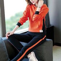 Hong Kong sportswear suit women's autumn loose two-piece 2021 new fashion hooded sweater running suit