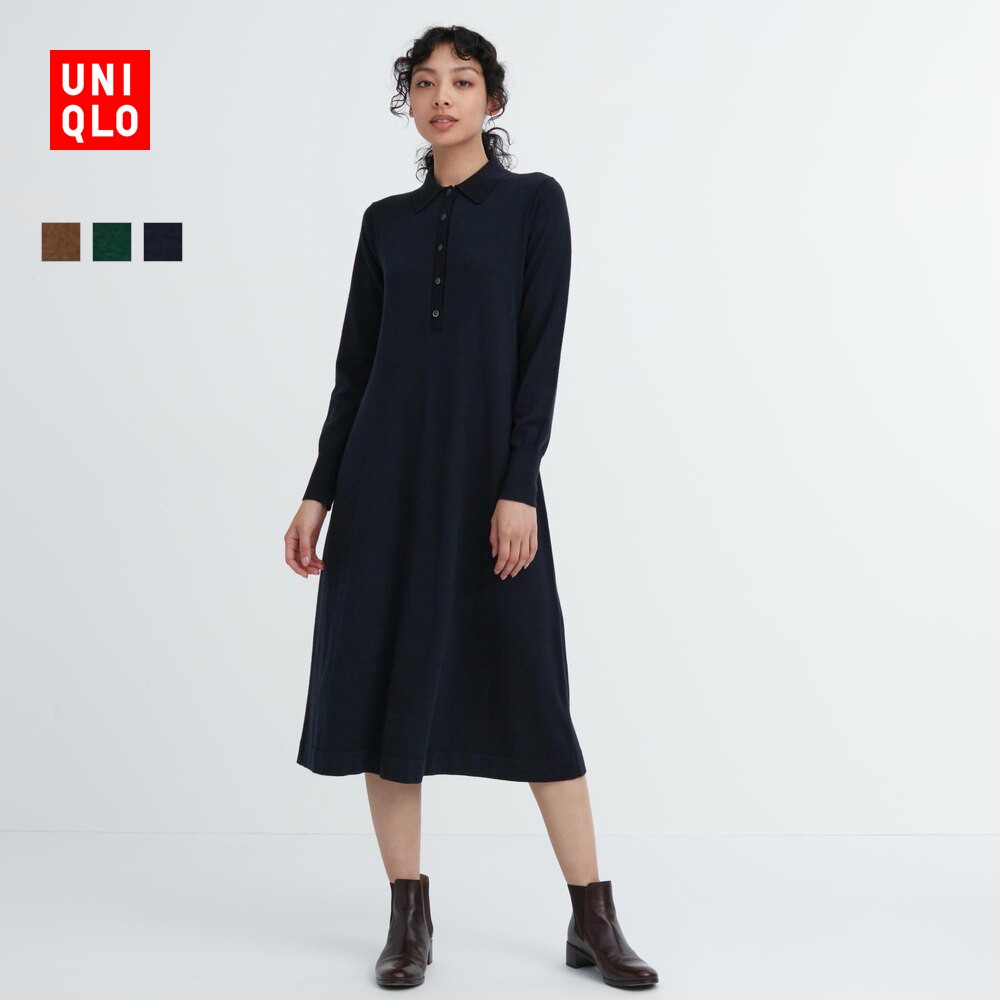 Uicu women's clothing Melislave wool blend POLO collar dress (long sleeves A word cut autumn) 462606-Taobao