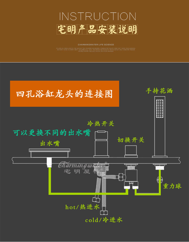 四件套龙头连接方法图图片