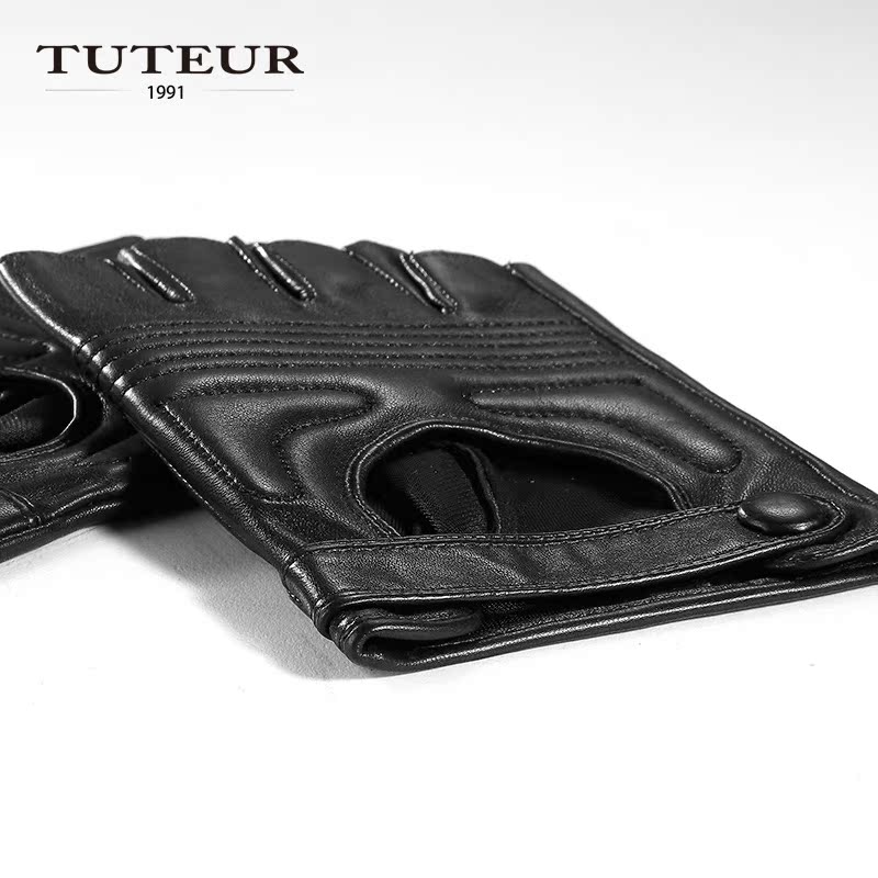 TUTEUR/图特真皮手套男半指战术手套骑车户外羊皮手套2539产品展示图4