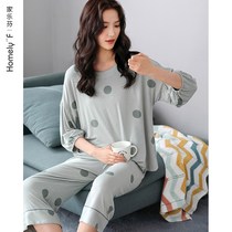 Pajamas ladies summer modal short-sleeved Capri pants home clothes summer thin casual can go out two-piece set