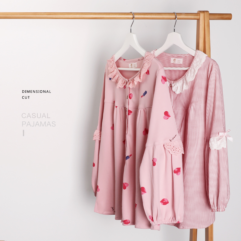 pajamas ladies spring and autumn style autumn cotton long-sleeved home service cotton spring thin style japanese sweet and cute suit