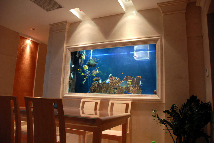 定做玄关隔断镶嵌入式生态鱼缸餐边柜台式水族箱玻璃客厅酒柜鱼缸