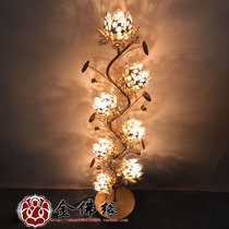 Seven-quality golden hollow-out Lucky Lotus lamp for Buddha lamp Buddha Hall lamp landing lotus lamp Changming lamp Buddha lamp