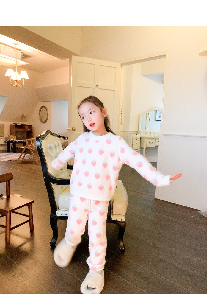amybaby女童家居服秋冬款2023新款加绒加厚儿童粉色爱