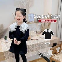 Amybaby girls dress doll collar lace color color skirt 2021 new spring dress childrens sweater skirt tide