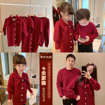 Amybaby family of three parent-child dress red New year family dress mother dress girl baby dress