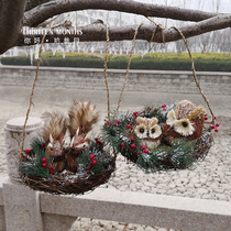 Hanging basket grass nest handmade Christmas straw hanging basket window festival decoration ornaments hanging ornaments