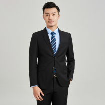 Suit suit mens slim youth black wool suit Business casual wedding professional formal suit spring