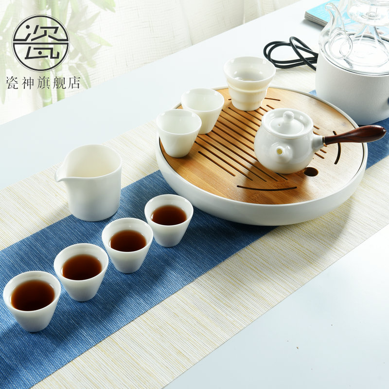 Dehua porcelain god built white porcelain kung fu tea sets tea table contracted household modern ceramic Japanese small dry mercifully tea tray