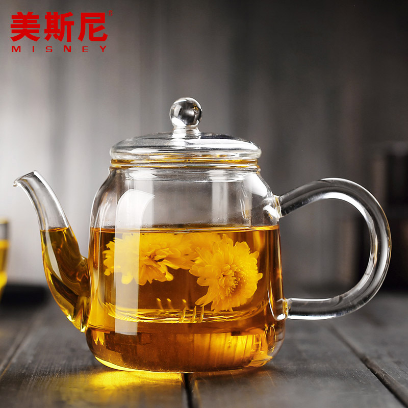 美斯尼加厚花茶壶 玻璃泡茶壶 过滤500ml 大容量冷水壶三用壶产品展示图5