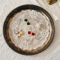 Vintage French style lace embroidery round laceshabby custom original placemat dustproof lace cover towel