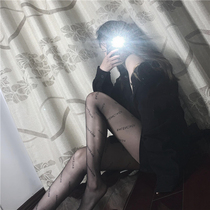 Net red four seasons European and American sexy letter stockings women are thin and wild beautiful legs one-piece elastic black stockings bungee