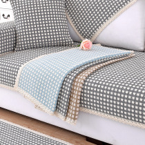 Four seasons general cotton linen linen non-slip sofa cushion cover thickened plaid sofa cover towel modern simple burlap