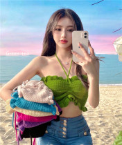 Pure Desire Wind Chili knit Knitted Smear small vest Women Summer Dont make sexy Wrapped Chest and Wear Inner Hitch Bottom Shirt