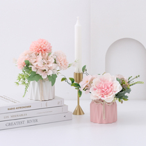 Emulated flower fake flower potted table top decoration pendulum piece small number tea table wine cabinet plastic flower dried flower sericite Nordic home