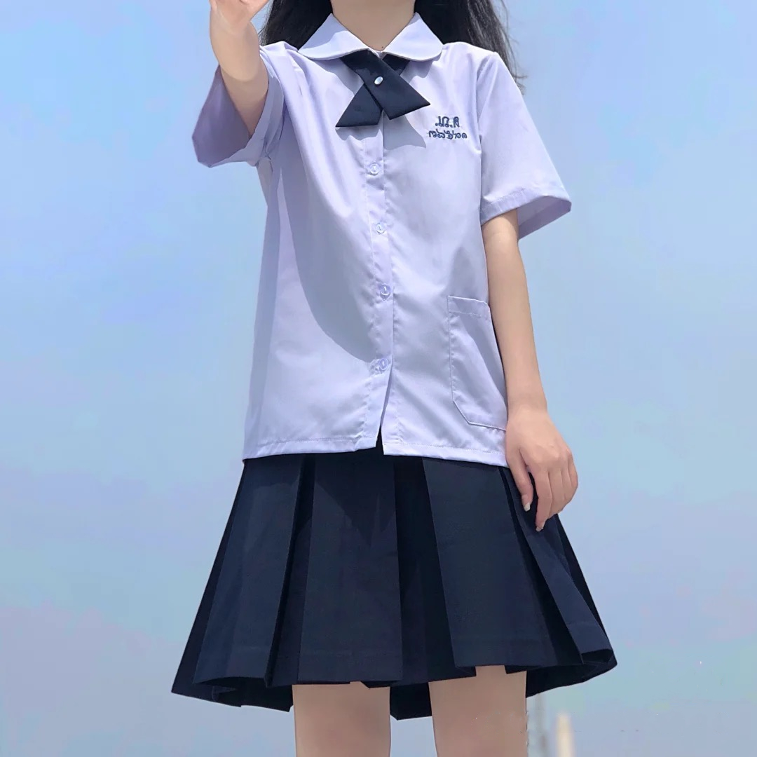 Thai school uniform Nano taboo girls college style JK uniform shirt men's and women's short-sleeved Thai box pleated skirt suit