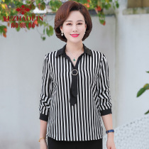 Middle-aged mother autumn jacket set two-piece foreign fashion shirt 40-year-old middle-aged womens spring and autumn shirt