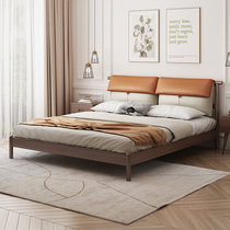 Nordic solid wood bed soft bag log pastoral home 1 8 m double bed home modern minimalist master bedroom rental room