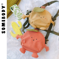 Cartoon clown Orange small round bag three color patch youth leisure Joker canvas bag student cute shoulder shoulder bag