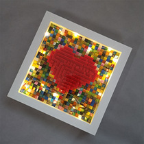 520 Valentines Day love building blocks photo frame compatible with creative self-spelling heart-shaped building blocks shaking net red DIY heart-shaped assembly