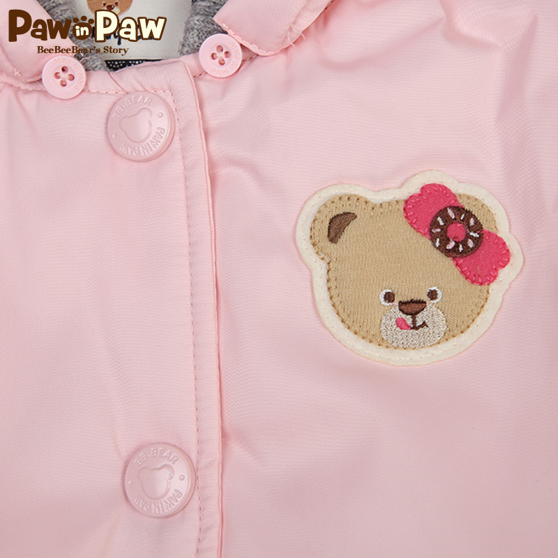 Pawinpaw宝英宝韩国小熊童装16年冬季款女童长款连帽棉服产品展示图1