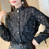 Jacquard chiffon top 2021 spring and autumn clothes new female fashion foreign style high-end interior with bottom temperament thin shirt