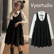 Pregnant Woman Autumn Clothing Suit Fashion New Autumn Ocean Gas Nets Red Blouses Gestation Mid Pregnancy Woman dress Spring and Autumn Dress With Dress