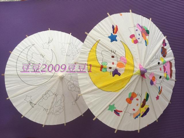 幼儿园diy空白纸伞 手工绘画伞白色油纸伞涂鸦伞暖场亲子活动材料