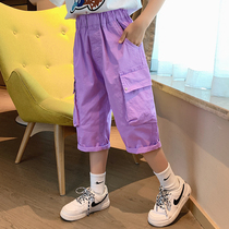 (Clearance special) summer clothes girls pants 2 childrens foreign thin casual pants in big children Net red Capri pants