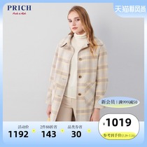 PRICH autumn and winter new plaid Korean version wool coat coat female British medium-long PRJW98912N