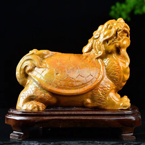 Fujian Shoushan Stone Fields Yellow Stone Dragon Turtle Swing Piece Bogu Shelf Decoration Furnishing Handicraft Handmade Engraving Collection Gifts