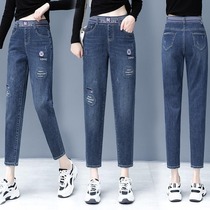 Jeans children 2022 new spring autumn season tightness waist loose with slim height waist 90% straight cylinder Harun small leggings