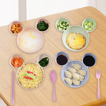 Creative home cute cartoon chopsticks set dish plastic dish childrens baby bowl anti-fall early tableware Rice Bowl