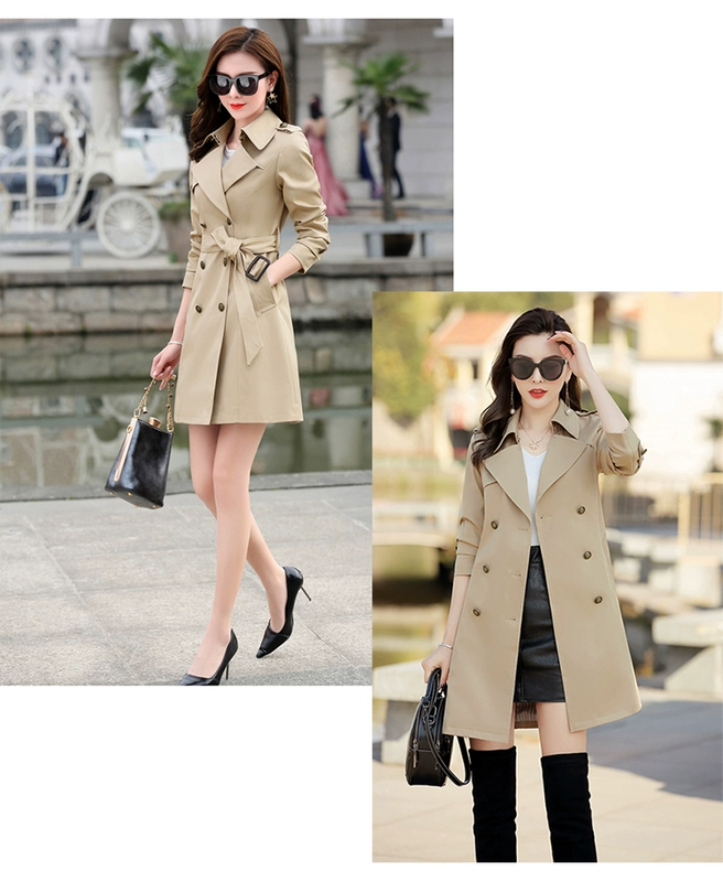 Áo gió nữ trung thu mới mùa thu 2021 là áo khoác mỏng xuân thu phong cách hàn quốc ngắn eo thon nhỏ - Trench Coat