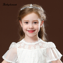 Children Crown Headwear Princess Girl Crown Prince Girl Crown Crystal Large Hair Stirrup Silver Color Ice And Snow Chic Edge Children Birthday Hair Accessories