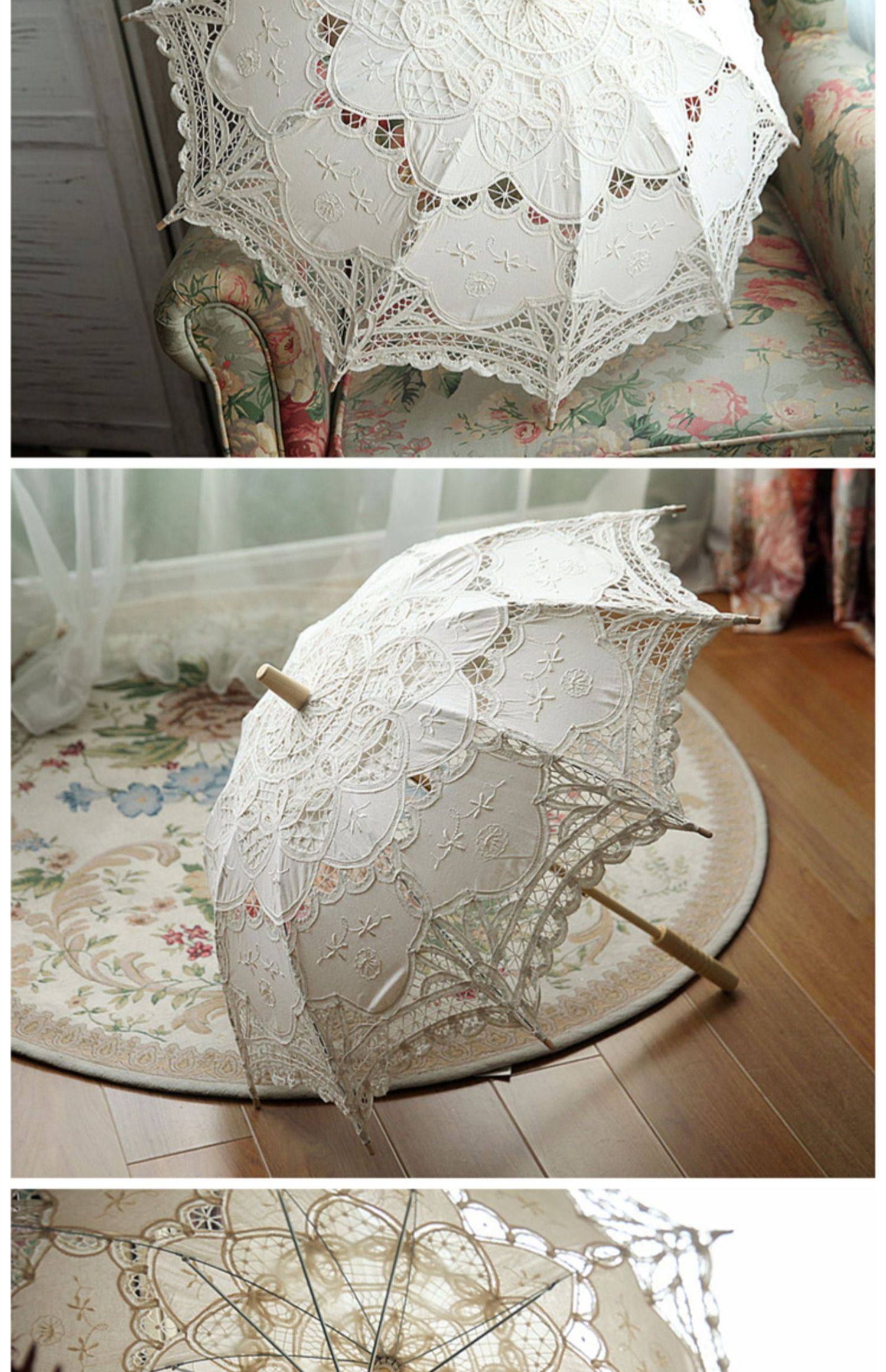 洋伞女婚庆结婚新娘伞大红伞复古风蕾丝宫廷工艺伞拍照长柄伞