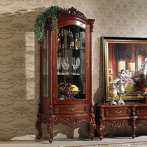Seal of Seal Furniture Au Style Solid Wood Wine Cabinet Two Doors Single Door Storage Cabinets American Countryside Containing Cabinet Glass Cabinet