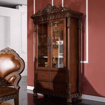 Xi Sheng Furniture American Countryside Solid Wood Large Wine Cabinet Two Doors European-style Retro Display Cabinet Living-room Ancient Dong Cabinet Side Cabinet