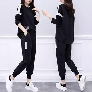大码女装秋装2019年新款女韩版遮肚藏肉减龄胖妹妹显瘦套装两件套
