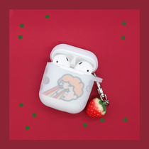Cute strawberry pendant key buckle Apple new airpods2 protective sleeve wireless Bluetooth headphone silicone cover hanging ornament