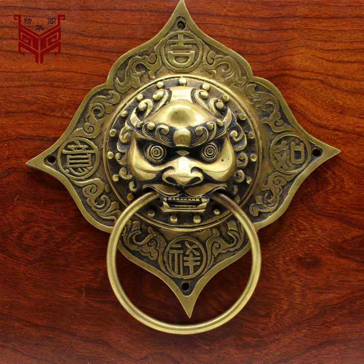 兽头门环拉手古铜狮子头拉手仿古大门复古门环虎头中