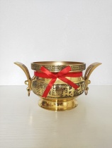 Pure copper double ring 6 inch double ring Zhaocai Jin treasure furnace copper incense burner incense burner large medium and small insert incense