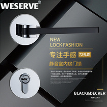 Visahua door lock Indoor door lock American Nordic silent bedroom Black handle solid wood door split lock